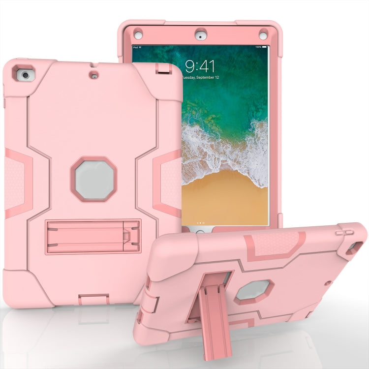 Contrast Color Robot Shockproof Silicone + PC Protective Case with Holder For iPad 9.7 (2017) / (2018)(Rose Gold) - iPad 9.7 (2018) & (2017) Cases by buy2fix | Online Shopping UK | buy2fix