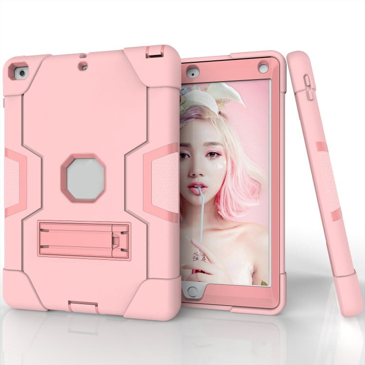 Contrast Color Robot Shockproof Silicone + PC Protective Case with Holder For iPad 9.7 (2017) / (2018)(Rose Gold) - iPad 9.7 (2018) & (2017) Cases by buy2fix | Online Shopping UK | buy2fix