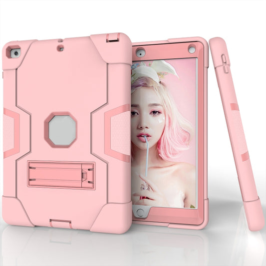Contrast Color Robot Shockproof Silicone + PC Protective Case with Holder For iPad 9.7 (2017) / (2018)(Rose Gold) - iPad 9.7 (2018) & (2017) Cases by buy2fix | Online Shopping UK | buy2fix