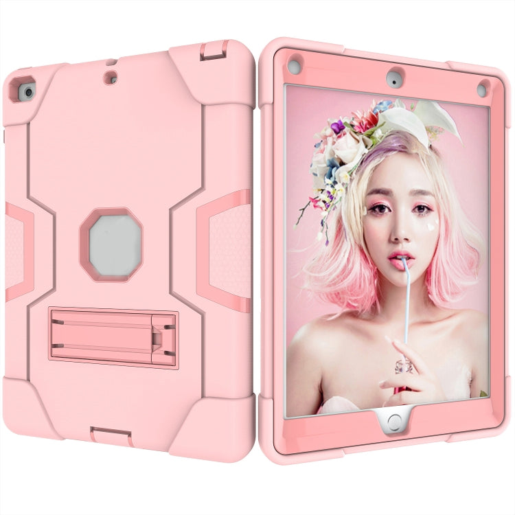Contrast Color Robot Shockproof Silicone + PC Protective Case with Holder For iPad 9.7 (2017) / (2018)(Rose Gold) - iPad 9.7 (2018) & (2017) Cases by buy2fix | Online Shopping UK | buy2fix