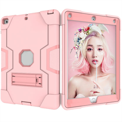 Contrast Color Robot Shockproof Silicone + PC Protective Case with Holder For iPad 9.7 (2017) / (2018)(Rose Gold) - iPad 9.7 (2018) & (2017) Cases by buy2fix | Online Shopping UK | buy2fix