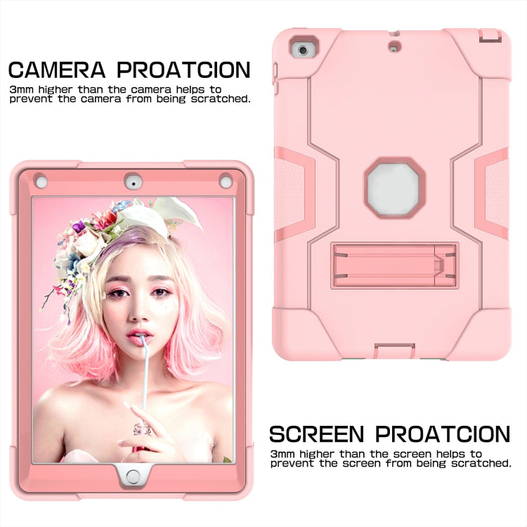 Contrast Color Robot Shockproof Silicone + PC Protective Case with Holder For iPad 9.7 (2017) / (2018)(Rose Gold) - iPad 9.7 (2018) & (2017) Cases by buy2fix | Online Shopping UK | buy2fix