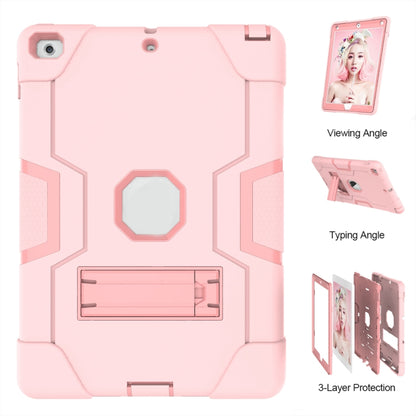 Contrast Color Robot Shockproof Silicone + PC Protective Case with Holder For iPad 9.7 (2017) / (2018)(Rose Gold) - iPad 9.7 (2018) & (2017) Cases by buy2fix | Online Shopping UK | buy2fix