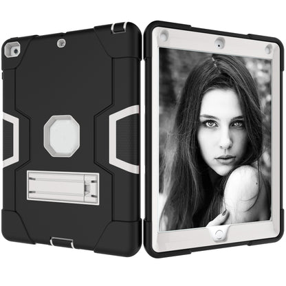 Contrast Color Robot Shockproof Silicone + PC Protective Case with Holder For iPad 9.7 (2017) / (2018)(Black+ Grey) - iPad 9.7 (2018) & (2017) Cases by buy2fix | Online Shopping UK | buy2fix