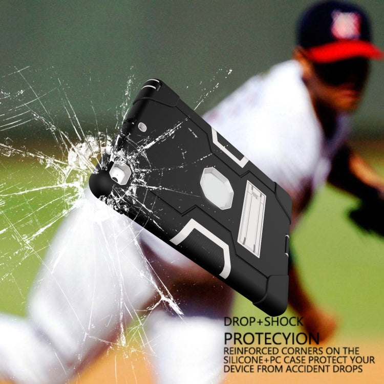 Contrast Color Robot Shockproof Silicone + PC Protective Case with Holder For iPad 9.7 (2017) / (2018)(Black+ Grey) - iPad 9.7 (2018) & (2017) Cases by buy2fix | Online Shopping UK | buy2fix