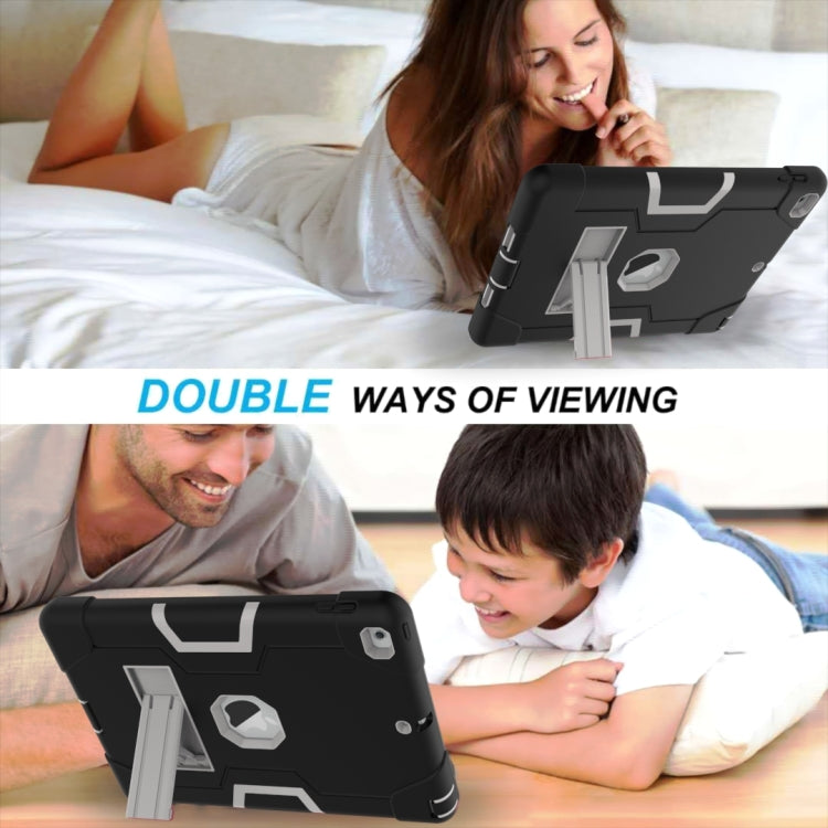 Contrast Color Robot Shockproof Silicone + PC Protective Case with Holder For iPad 9.7 (2017) / (2018)(Black+ Grey) - iPad 9.7 (2018) & (2017) Cases by buy2fix | Online Shopping UK | buy2fix