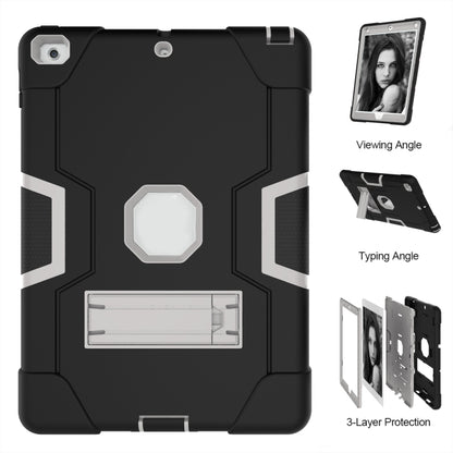 Contrast Color Robot Shockproof Silicone + PC Protective Case with Holder For iPad 9.7 (2017) / (2018)(Black+ Grey) - iPad 9.7 (2018) & (2017) Cases by buy2fix | Online Shopping UK | buy2fix