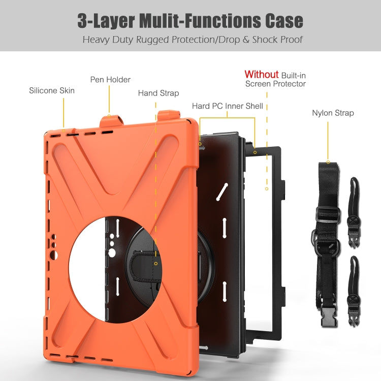 For Microsoft Surface Pro 4 / 5 Shockproof Colorful Silicone + PC Protective Case with Holder & Hand Strap & Pen Slot(Orange) - Microsoft by buy2fix | Online Shopping UK | buy2fix