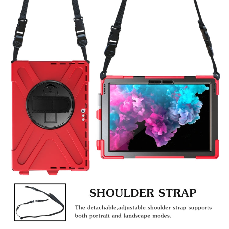 For Microsoft Surface Pro 4 / 5 Shockproof Colorful Silicone + PC Protective Case with Holder & Hand Strap & Pen Slot(Red) - Microsoft by buy2fix | Online Shopping UK | buy2fix