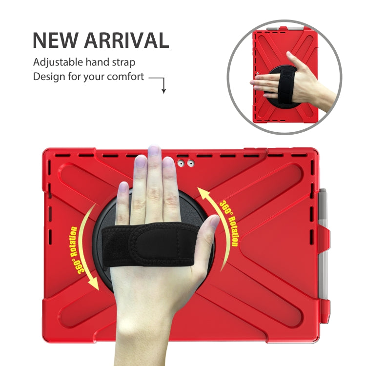 For Microsoft Surface Pro 4 / 5 Shockproof Colorful Silicone + PC Protective Case with Holder & Hand Strap & Pen Slot(Red) - Microsoft by buy2fix | Online Shopping UK | buy2fix