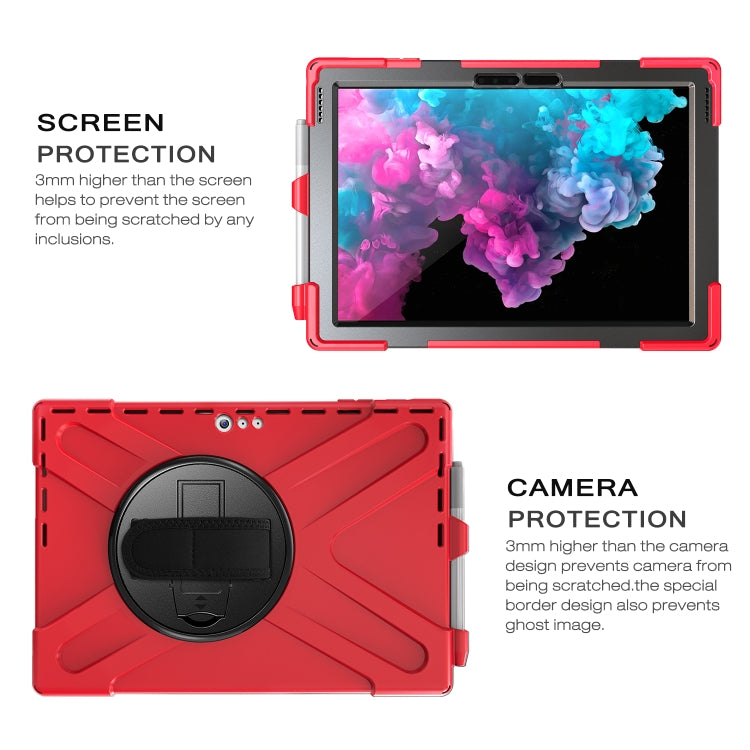For Microsoft Surface Pro 4 / 5 Shockproof Colorful Silicone + PC Protective Case with Holder & Hand Strap & Pen Slot(Red) - Microsoft by buy2fix | Online Shopping UK | buy2fix