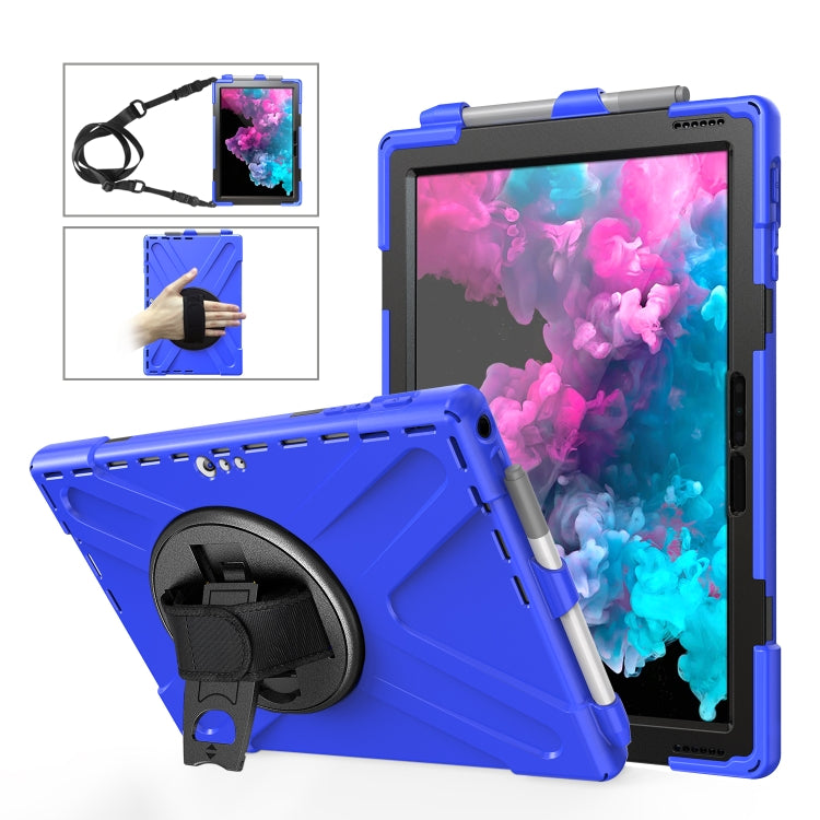 For Microsoft Surface Pro 4 / 5 Shockproof Colorful Silicone + PC Protective Case with Holder & Hand Strap & Pen Slot(Blue) - Microsoft by buy2fix | Online Shopping UK | buy2fix
