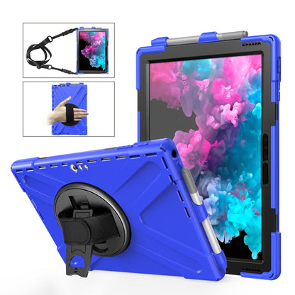For Microsoft Surface Pro 4 / 5 Shockproof Colorful Silicone + PC Protective Case with Holder & Hand Strap & Pen Slot(Blue) - Microsoft by buy2fix | Online Shopping UK | buy2fix