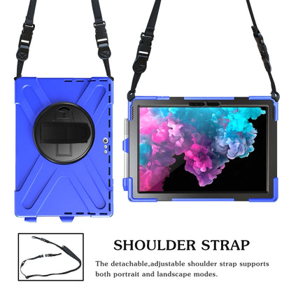 For Microsoft Surface Pro 4 / 5 Shockproof Colorful Silicone + PC Protective Case with Holder & Hand Strap & Pen Slot(Blue) - Microsoft by buy2fix | Online Shopping UK | buy2fix