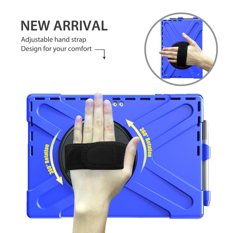 For Microsoft Surface Pro 4 / 5 Shockproof Colorful Silicone + PC Protective Case with Holder & Hand Strap & Pen Slot(Blue) - Microsoft by buy2fix | Online Shopping UK | buy2fix