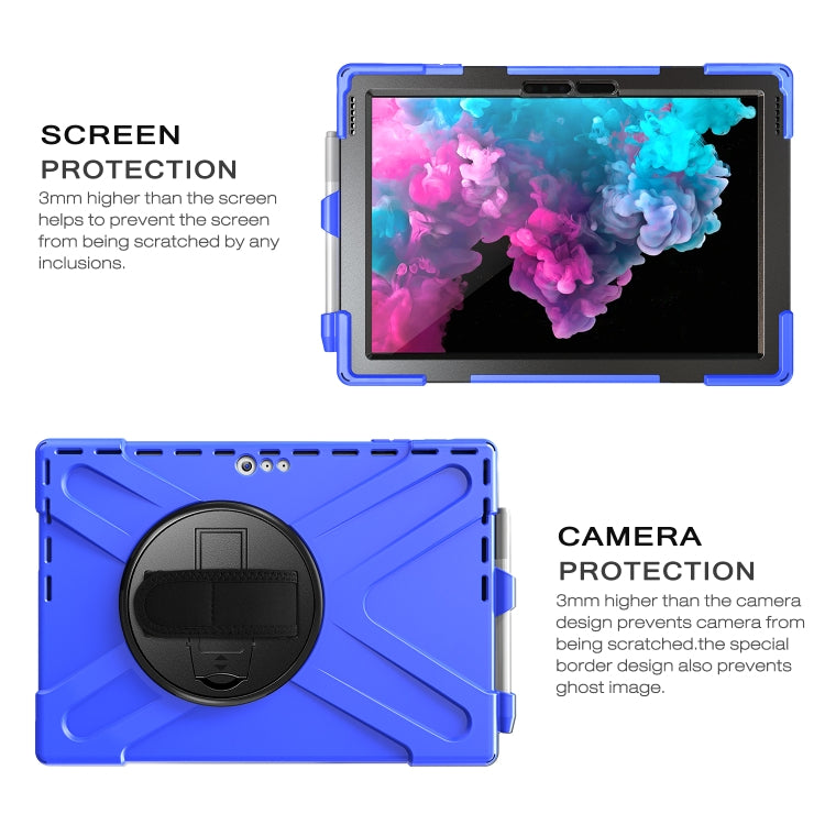 For Microsoft Surface Pro 4 / 5 Shockproof Colorful Silicone + PC Protective Case with Holder & Hand Strap & Pen Slot(Blue) - Microsoft by buy2fix | Online Shopping UK | buy2fix