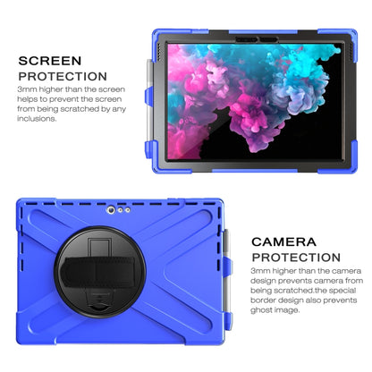 For Microsoft Surface Pro 4 / 5 Shockproof Colorful Silicone + PC Protective Case with Holder & Hand Strap & Pen Slot(Blue) - Microsoft by buy2fix | Online Shopping UK | buy2fix