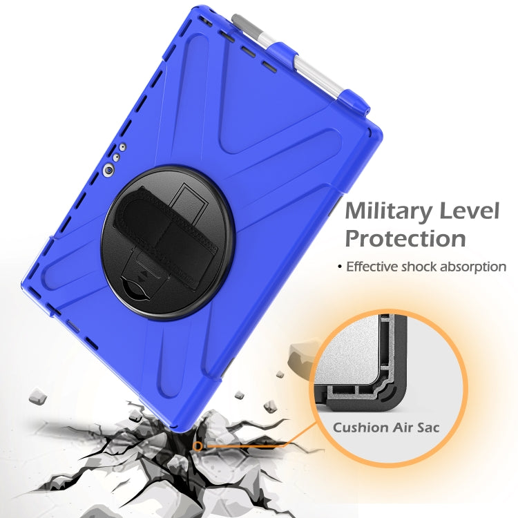 For Microsoft Surface Pro 4 / 5 Shockproof Colorful Silicone + PC Protective Case with Holder & Hand Strap & Pen Slot(Blue) - Microsoft by buy2fix | Online Shopping UK | buy2fix