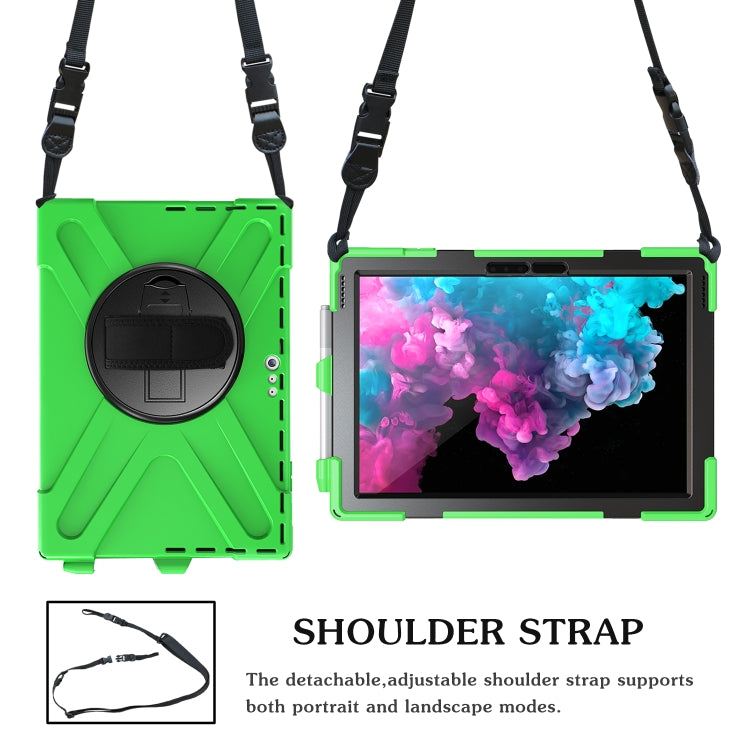 For Microsoft Surface Pro 4 / 5 Shockproof Colorful Silicone + PC Protective Case with Holder & Hand Strap & Pen Slot(Green) - Microsoft by buy2fix | Online Shopping UK | buy2fix