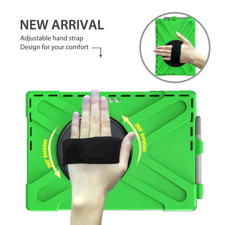 For Microsoft Surface Pro 4 / 5 Shockproof Colorful Silicone + PC Protective Case with Holder & Hand Strap & Pen Slot(Green) - Microsoft by buy2fix | Online Shopping UK | buy2fix