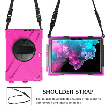 For Microsoft Surface Pro 4 / 5 Shockproof Colorful Silicone + PC Protective Case with Holder & Hand Strap & Pen Slot(Rose Red) - Microsoft by buy2fix | Online Shopping UK | buy2fix