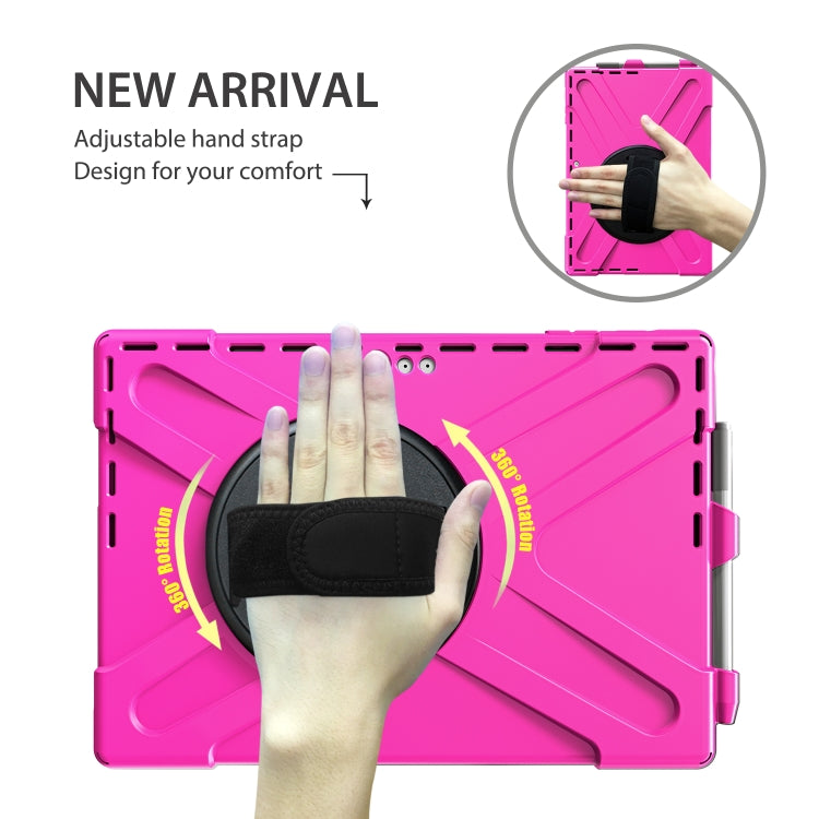 For Microsoft Surface Pro 4 / 5 Shockproof Colorful Silicone + PC Protective Case with Holder & Hand Strap & Pen Slot(Rose Red) - Microsoft by buy2fix | Online Shopping UK | buy2fix