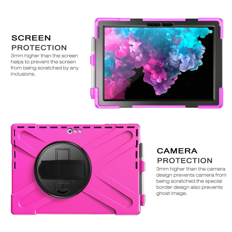 For Microsoft Surface Pro 4 / 5 Shockproof Colorful Silicone + PC Protective Case with Holder & Hand Strap & Pen Slot(Rose Red) - Microsoft by buy2fix | Online Shopping UK | buy2fix