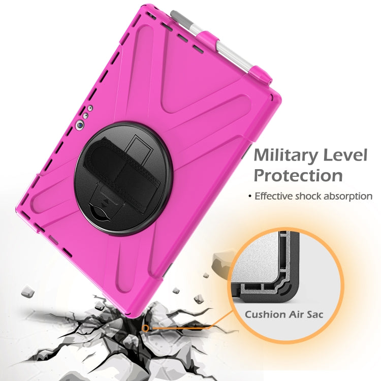 For Microsoft Surface Pro 4 / 5 Shockproof Colorful Silicone + PC Protective Case with Holder & Hand Strap & Pen Slot(Rose Red) - Microsoft by buy2fix | Online Shopping UK | buy2fix