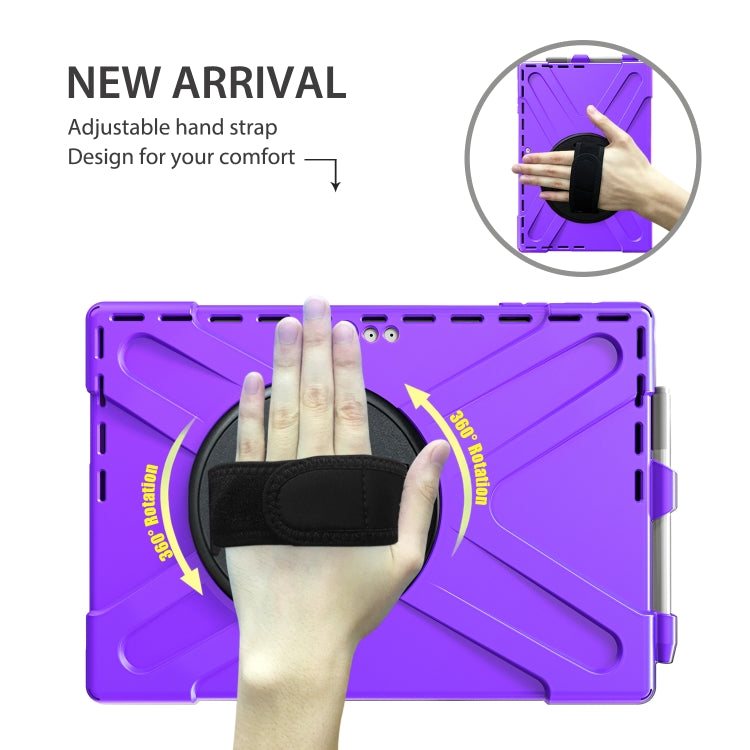 For Microsoft Surface Pro 4 / 5 Shockproof Colorful Silicone + PC Protective Case with Holder & Hand Strap & Pen Slot(Purple) - Microsoft by buy2fix | Online Shopping UK | buy2fix