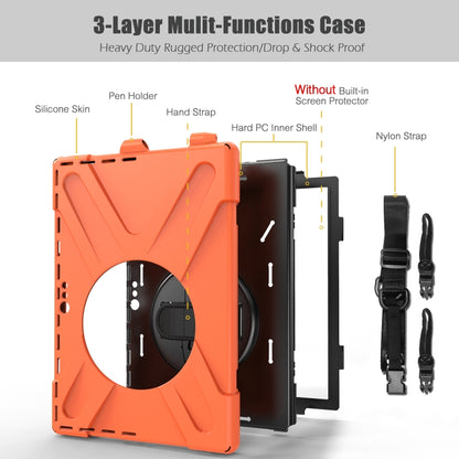 For Microsoft Surface Pro 4 / 5 / 6 / 7 / 7+ Shockproof Colorful Silicone + PC Protective Case with Holder & Hand Strap & Pen Slot(Orange) - Microsoft by buy2fix | Online Shopping UK | buy2fix