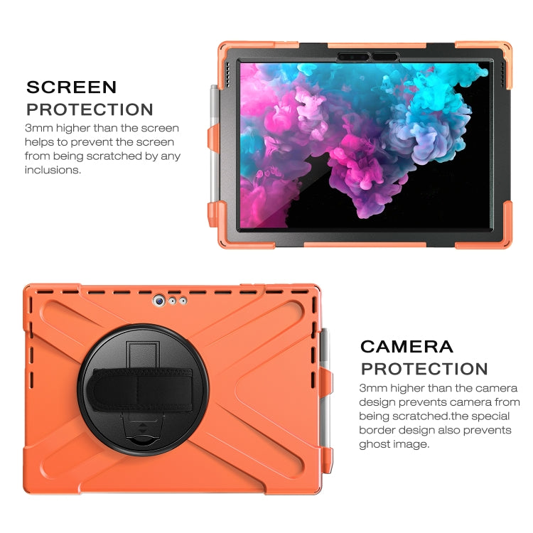 For Microsoft Surface Pro 4 / 5 / 6 / 7 / 7+ Shockproof Colorful Silicone + PC Protective Case with Holder & Hand Strap & Pen Slot(Orange) - Microsoft by buy2fix | Online Shopping UK | buy2fix