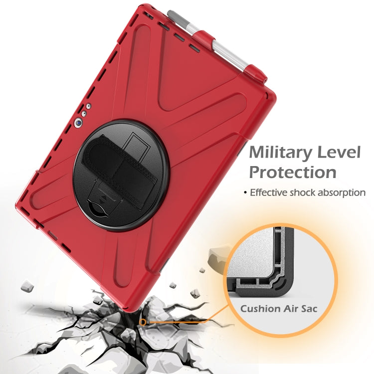 For Microsoft Surface Pro 4 / 5 / 6 / 7 / 7+ Shockproof Colorful Silicone + PC Protective Case with Holder & Hand Strap & Pen Slot(Red) - Microsoft by buy2fix | Online Shopping UK | buy2fix