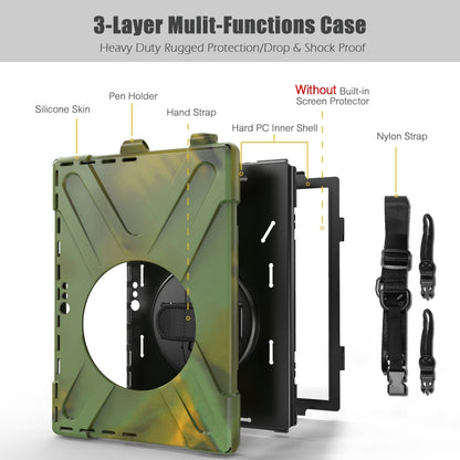For Microsoft Surface Pro 4 / 5 / 6 / 7 / 7+ Shockproof Colorful Silicone + PC Protective Case with Holder & Hand Strap & Pen Slot(Camouflage) - Microsoft by buy2fix | Online Shopping UK | buy2fix