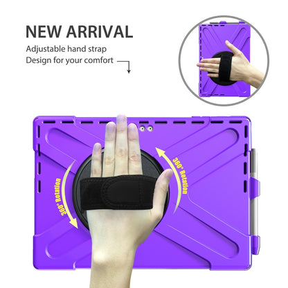 For Microsoft Surface Pro 4 / 5 / 6 / 7 / 7+ Shockproof Colorful Silicone + PC Protective Case with Holder & Hand Strap & Pen Slot(Purple) - Microsoft by buy2fix | Online Shopping UK | buy2fix