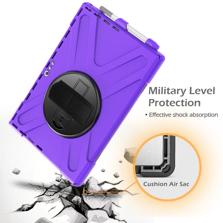 For Microsoft Surface Pro 4 / 5 / 6 / 7 / 7+ Shockproof Colorful Silicone + PC Protective Case with Holder & Hand Strap & Pen Slot(Purple) - Microsoft by buy2fix | Online Shopping UK | buy2fix