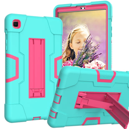 For Samsung Galaxy Tab A7 10.4 (2020) Contrast Color Robot Shockproof Silicone + PC Protective Case with Holder(Mint Green + Rose Red) - Other Galaxy Tab PC by buy2fix | Online Shopping UK | buy2fix