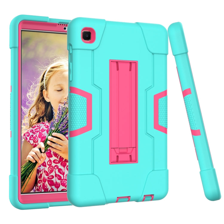For Samsung Galaxy Tab A7 10.4 (2020) Contrast Color Robot Shockproof Silicone + PC Protective Case with Holder(Mint Green + Rose Red) - Other Galaxy Tab PC by buy2fix | Online Shopping UK | buy2fix