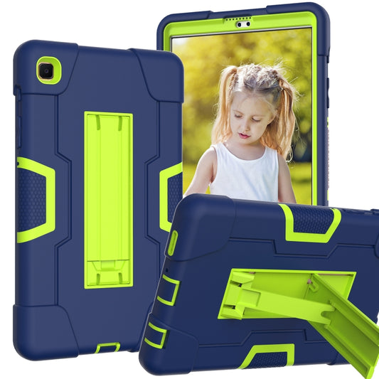 For Samsung Galaxy Tab A7 10.4 (2020) Contrast Color Robot Shockproof Silicone + PC Protective Case with Holder(Navy Blue + Yellow Green) - Other Galaxy Tab PC by buy2fix | Online Shopping UK | buy2fix