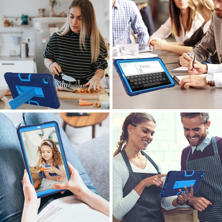 For Samsung Galaxy Tab A7 10.4 (2020) Contrast Color Robot Shockproof Silicone + PC Protective Case with Holder(Navy Blue + Blue) - Other Galaxy Tab PC by buy2fix | Online Shopping UK | buy2fix