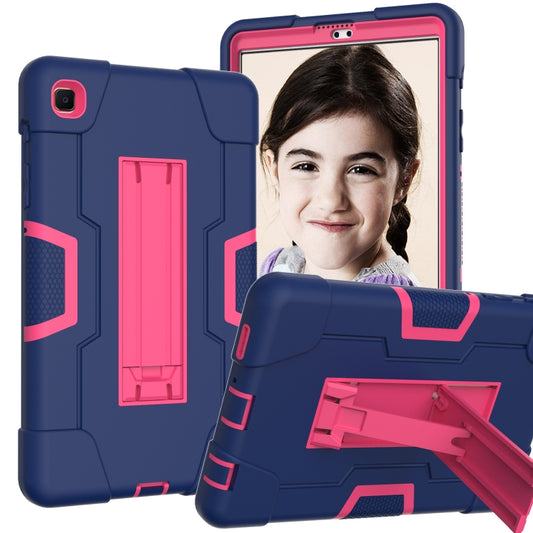 For Samsung Galaxy Tab A7 10.4 (2020) Contrast Color Robot Shockproof Silicone + PC Protective Case with Holder(Navy Blue + Rose Red) - Other Galaxy Tab PC by buy2fix | Online Shopping UK | buy2fix