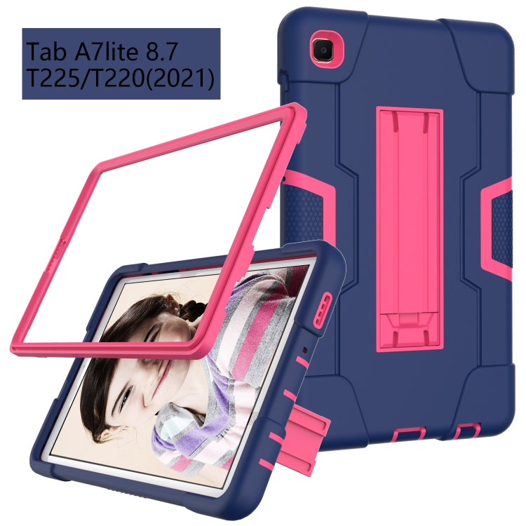 For Samsung Galaxy Tab A7 10.4 (2020) Contrast Color Robot Shockproof Silicone + PC Protective Case with Holder(Navy Blue + Rose Red) - Other Galaxy Tab PC by buy2fix | Online Shopping UK | buy2fix