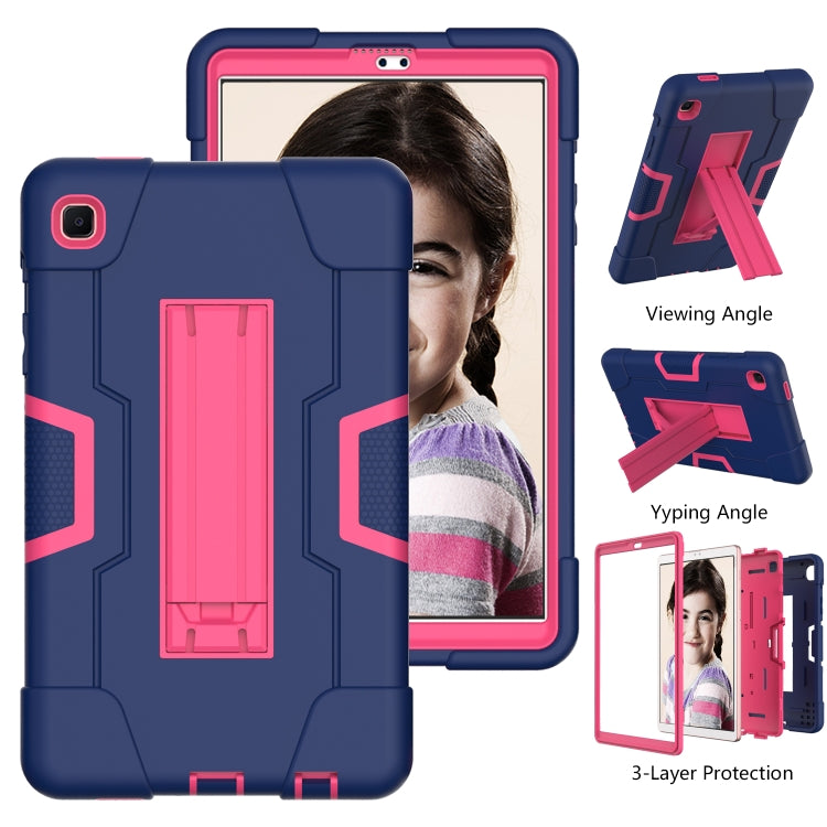 For Samsung Galaxy Tab A7 10.4 (2020) Contrast Color Robot Shockproof Silicone + PC Protective Case with Holder(Navy Blue + Rose Red) - Other Galaxy Tab PC by buy2fix | Online Shopping UK | buy2fix