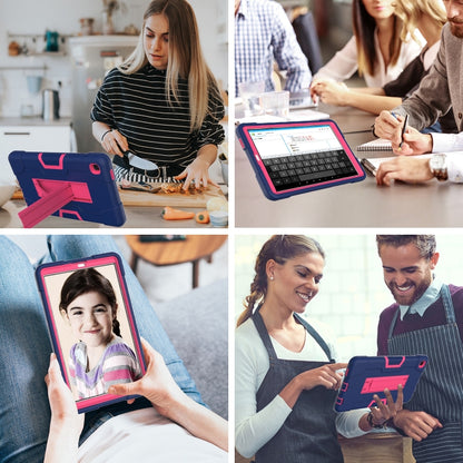 For Samsung Galaxy Tab A7 10.4 (2020) Contrast Color Robot Shockproof Silicone + PC Protective Case with Holder(Navy Blue + Rose Red) - Other Galaxy Tab PC by buy2fix | Online Shopping UK | buy2fix