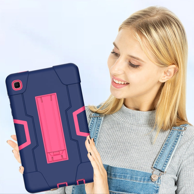 For Samsung Galaxy Tab A7 10.4 (2020) Contrast Color Robot Shockproof Silicone + PC Protective Case with Holder(Navy Blue + Rose Red) - Other Galaxy Tab PC by buy2fix | Online Shopping UK | buy2fix