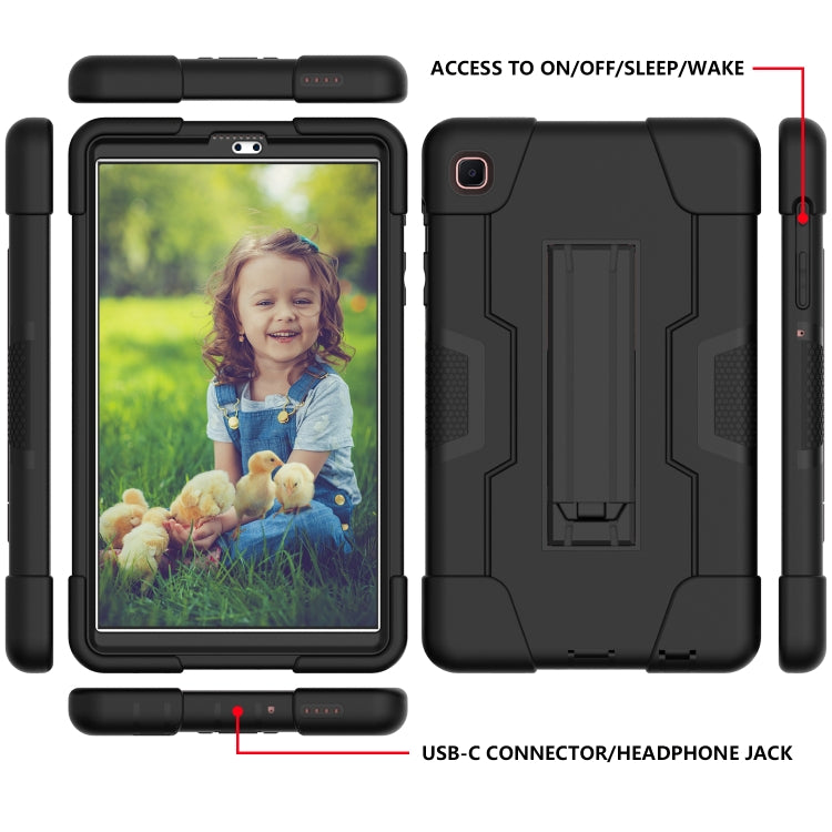For Samsung Galaxy Tab A7 10.4 (2020) Contrast Color Robot Shockproof Silicone + PC Protective Case with Holder(Black) - Other Galaxy Tab PC by buy2fix | Online Shopping UK | buy2fix
