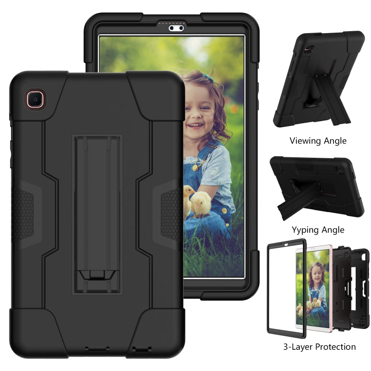 For Samsung Galaxy Tab A7 10.4 (2020) Contrast Color Robot Shockproof Silicone + PC Protective Case with Holder(Black) - Other Galaxy Tab PC by buy2fix | Online Shopping UK | buy2fix