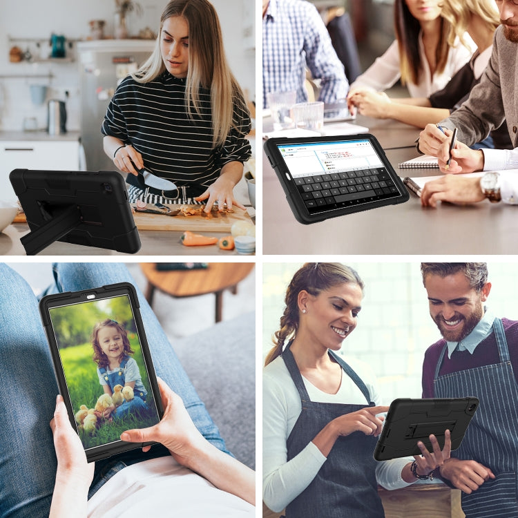 For Samsung Galaxy Tab A7 10.4 (2020) Contrast Color Robot Shockproof Silicone + PC Protective Case with Holder(Black) - Other Galaxy Tab PC by buy2fix | Online Shopping UK | buy2fix