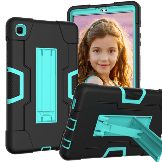 For Samsung Galaxy Tab A7 10.4 (2020) Contrast Color Robot Shockproof Silicone + PC Protective Case with Holder(Black + Mint Green) - Other Galaxy Tab PC by buy2fix | Online Shopping UK | buy2fix