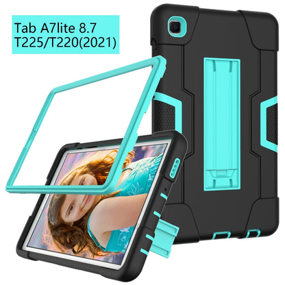 For Samsung Galaxy Tab A7 10.4 (2020) Contrast Color Robot Shockproof Silicone + PC Protective Case with Holder(Black + Mint Green) - Other Galaxy Tab PC by buy2fix | Online Shopping UK | buy2fix