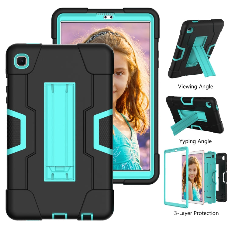 For Samsung Galaxy Tab A7 10.4 (2020) Contrast Color Robot Shockproof Silicone + PC Protective Case with Holder(Black + Mint Green) - Other Galaxy Tab PC by buy2fix | Online Shopping UK | buy2fix